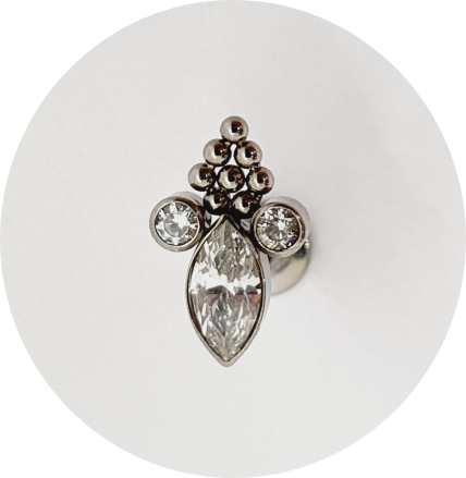 Labret Navete Zircônia 3P 8B