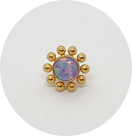 Labret Mini Sol Opala Lilás Claro PVD Gold