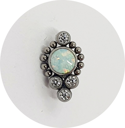 Labret Ornamental Opala e Zircônia Branca 5P 10B