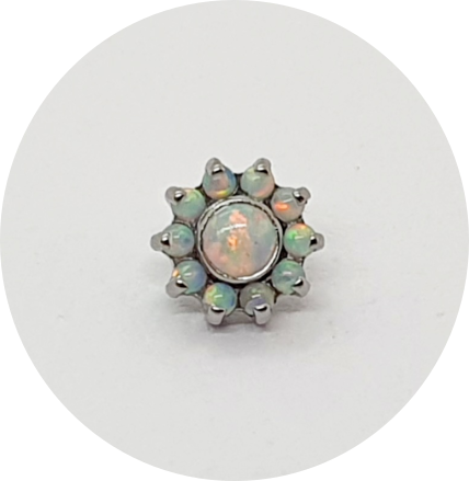 Labret Mini Flor Opala Branca