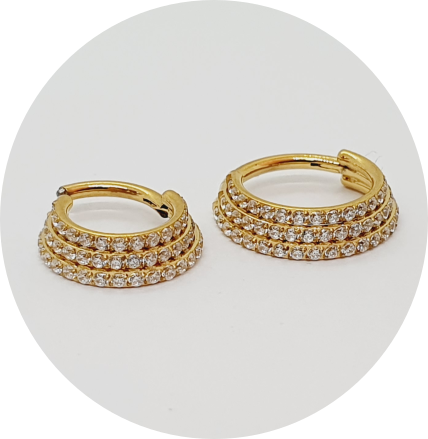 Segmento Articulado Zircônia cravejada Triplo PVD Gold