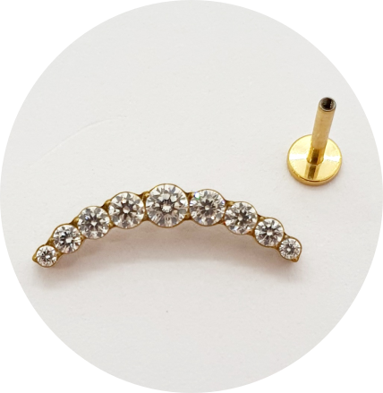 Labret Cluster Zircônias 9P PVD Gold