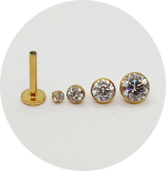 Labret Zircônia fundo abaulado PVD Gold - ponto de luz
