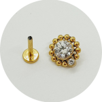 Labret Sol Zircônia 2P - Natural e PVD Gold