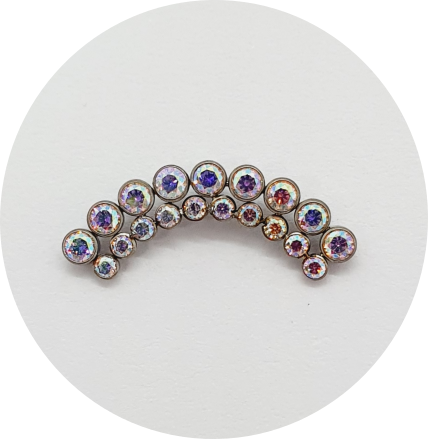 Labret Cluster Duplo Zircônia Furta-cor 19P