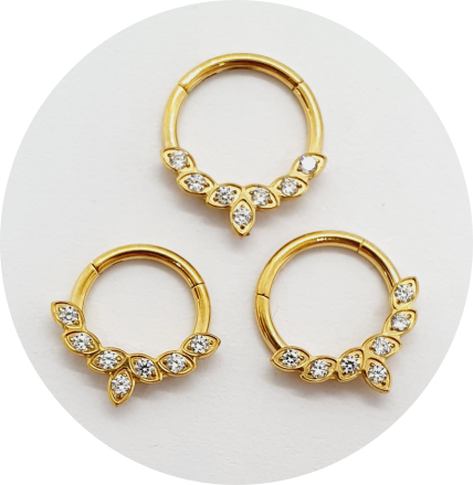 Segmento Articulado Zircônia Gotas 7P PVD Gold