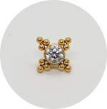 Labret Mini Zircônia 12B - Natural e PVD Gold