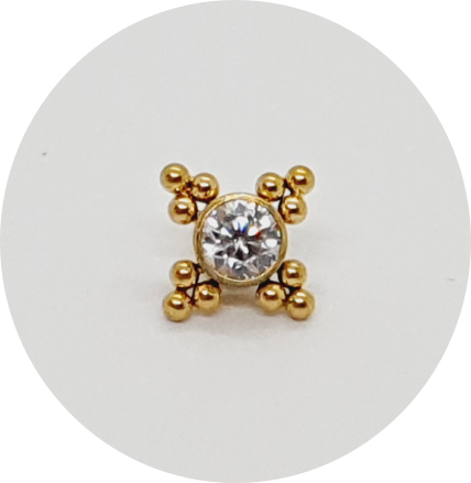 Labret Mini Zircônia 12B - Natural e PVD Gold