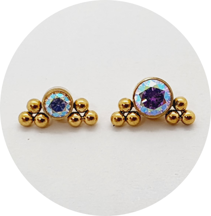 Labret Zircônia Furta-cor 6B PVD Gold - Normal e Mini