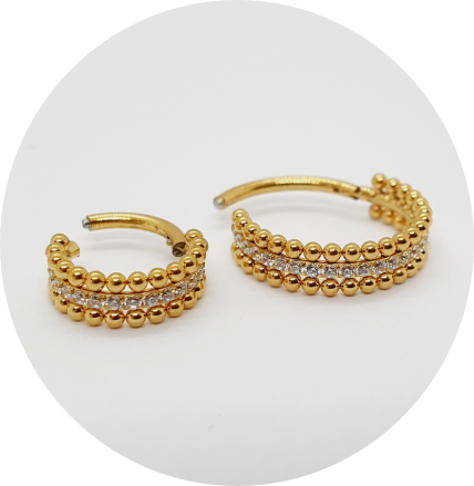Segmento Articulado Zircônias cravejadas com esferas PVD Gold
