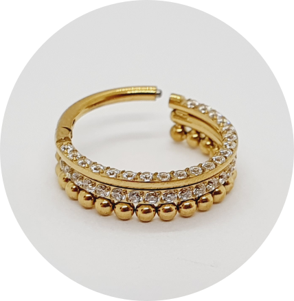 Segmento Articulado Duplo Zircônia cravejadas PVD Gold