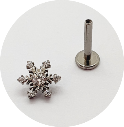 Labret Floco de neve com Zircônia cravejada