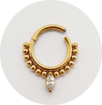 Segmento Articulado Esferas com Zircônia Navete Single PVD Gold