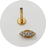 Labret Olho Zircônias cravejadas - Natural e PVD Gold - Imagem 2