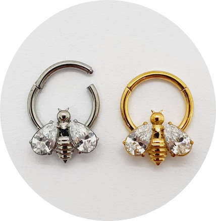 Segmento Articulado Abelha com Zircônia - Natural e PVD Gold