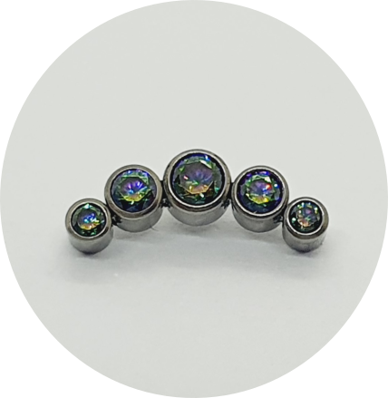 Labret Mini Cluster Zircônia Vitral 5P