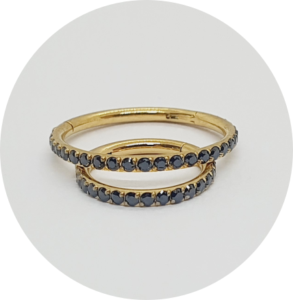 Segmento Articulado Zircônia cravejada Black lateral PVD Gold