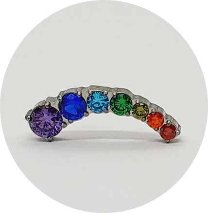 Labret Cluster Zircônias coloridas cravejadas 7P