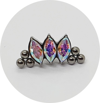 Labret Navete Zircônia Furta-cor 3P 6B