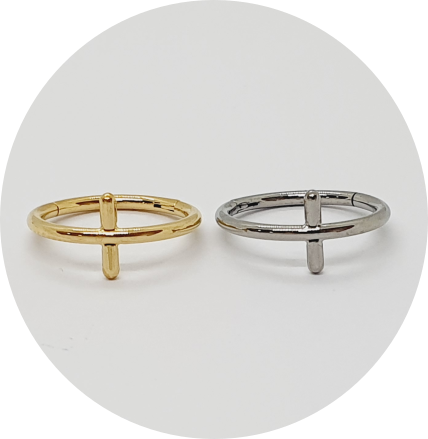 Segmento Articulado Cruz Lisa - Natural e PVD Gold