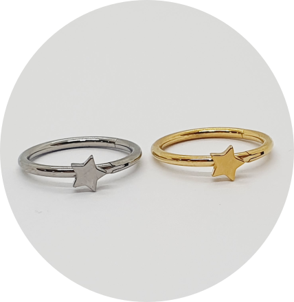 Segmento Articulado Estrela - Natural e PVD Gold