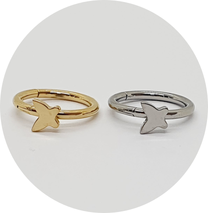 Segmento Articulado Borboleta - Natural e PVD Gold