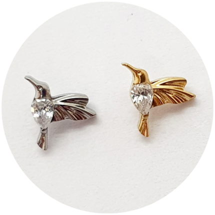 Labret Miini Beija-Flor com zircônia - Natural ou PVD Gold