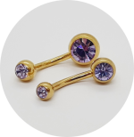 Banana Bell Cristal PVD Gold - Normal e Mini - Várias Cores - rosca externa