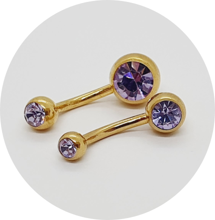Banana Bell Cristal PVD Gold - Normal e Mini - Várias Cores - rosca externa