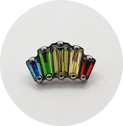 Labret Baguete Zircônias Coloridas 5P