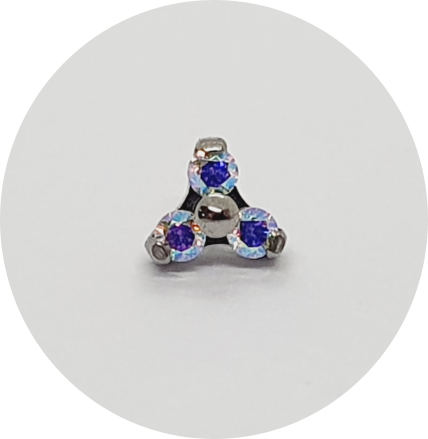 Labret Micro Trinity Zircônia Furta-cor Prongset