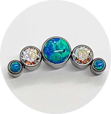 Labret Cluster Opala Azul Zircônia Aurora Boreal 5P
