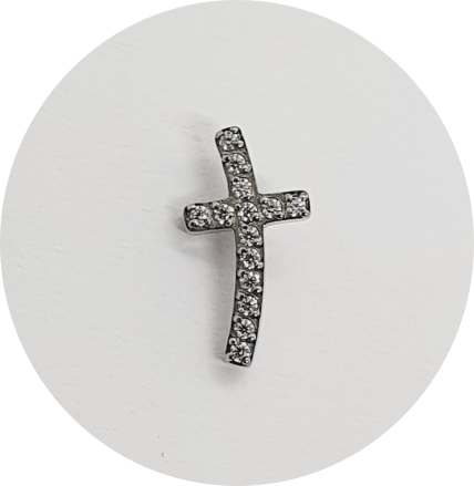 Labret Cruz Curva Zircônias cravejadas