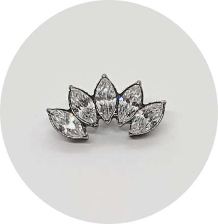 Labret Cluster Navete Zircônia 5P