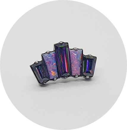 Labret Mini Baguete Opala Lilas e Zircônia Vitral 5P