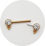 Barbel Reto Zircônia 3B (Push Pin) - Natural e PVD Gold - Imagem 2