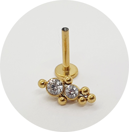 Labret Zircônia 2P 6B PVD Gold