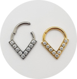 Segmento Articulado Chapa V Zircônias cravejadas - Natural e PVD Gold