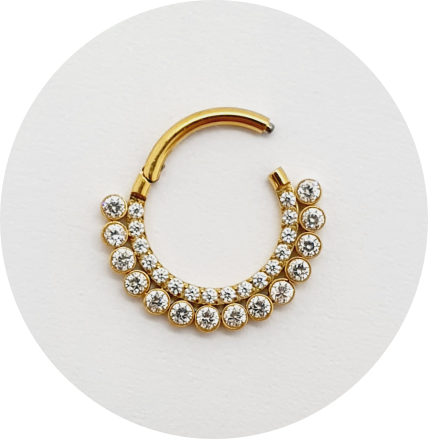 Segmento Articulado Zircônias cravejadas duplo frontal PVD Gold M2