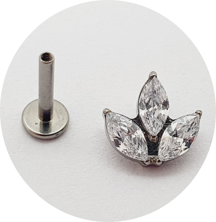 Labret Big Navete Zircônia 3P