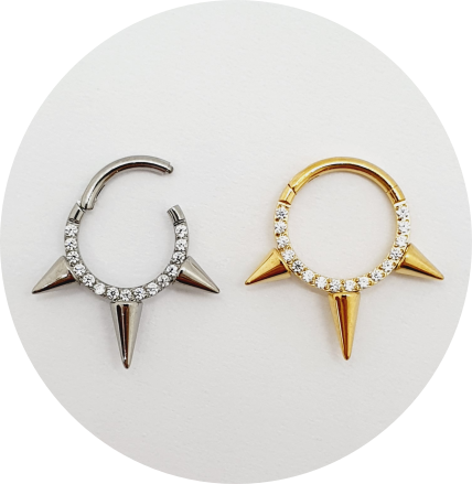 Segmento Articulado Spike com Zircônias cravejadas - Natural e PVD Gold