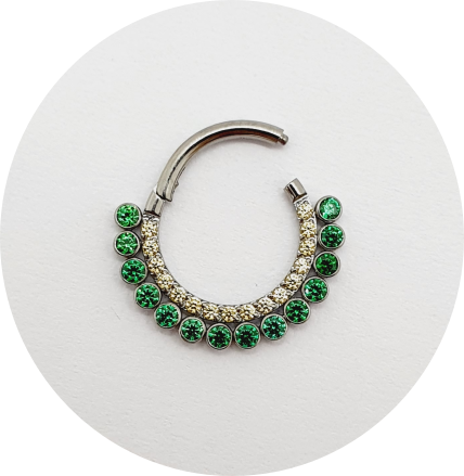 Segmento Articulado Zircônia Champagne e Verde Duplo Frontal