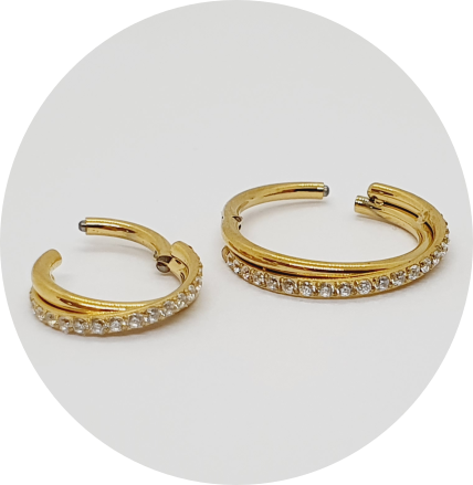 Segmento Articulado Zircônias Cravejadas Duplo polido PVD Gold