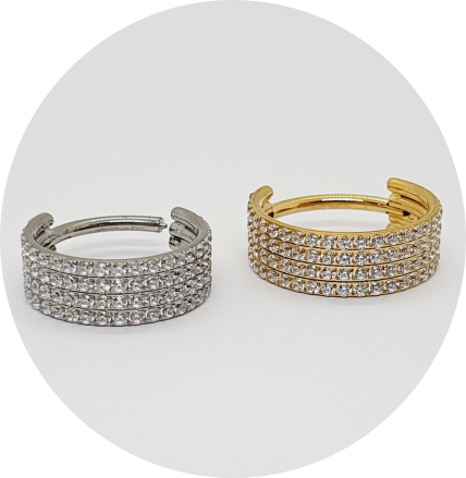 Segmento Articulado Zircônias Cravajadas 4 fileiras - Natural e PVD Gold