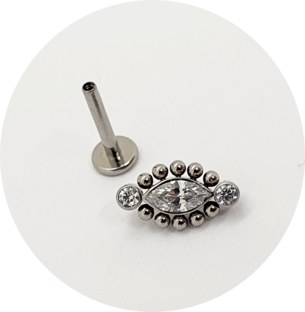 Labret Navete Zircônia Flat 3P 10B