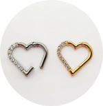 Segmento Articulado Coração com zircônias cravejadas frontais - Natural e PVD Gold