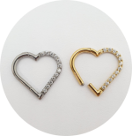 Segmento Articulado Coração com zircônias cravejadas frontais - Natural e PVD Gold - Imagem 2