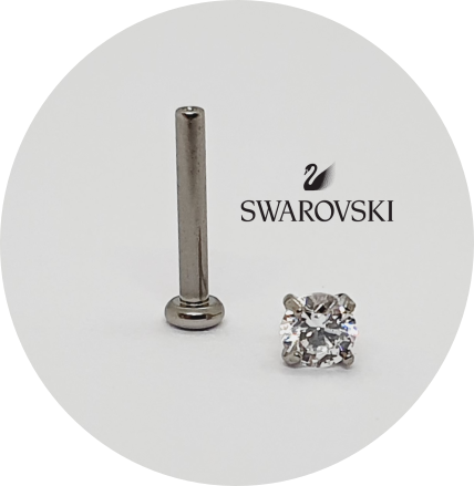 Labret Zircônia Swaroski Assinada a Laser - Push Pin - ponto de luz