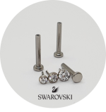 Labret Zircônia Swaroski Assinada a Laser Fundo abaulado - Push Pin