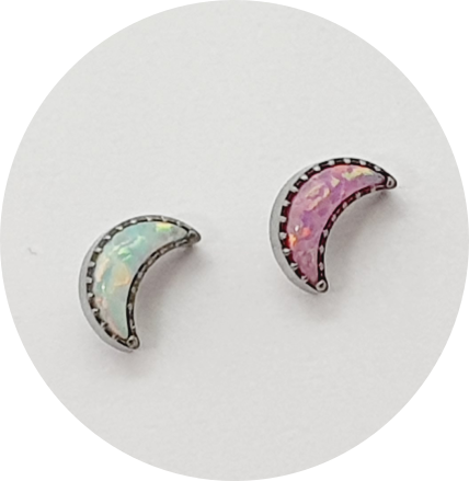 Labret Mini Lua Opala com esferas - Branca ou Rosa